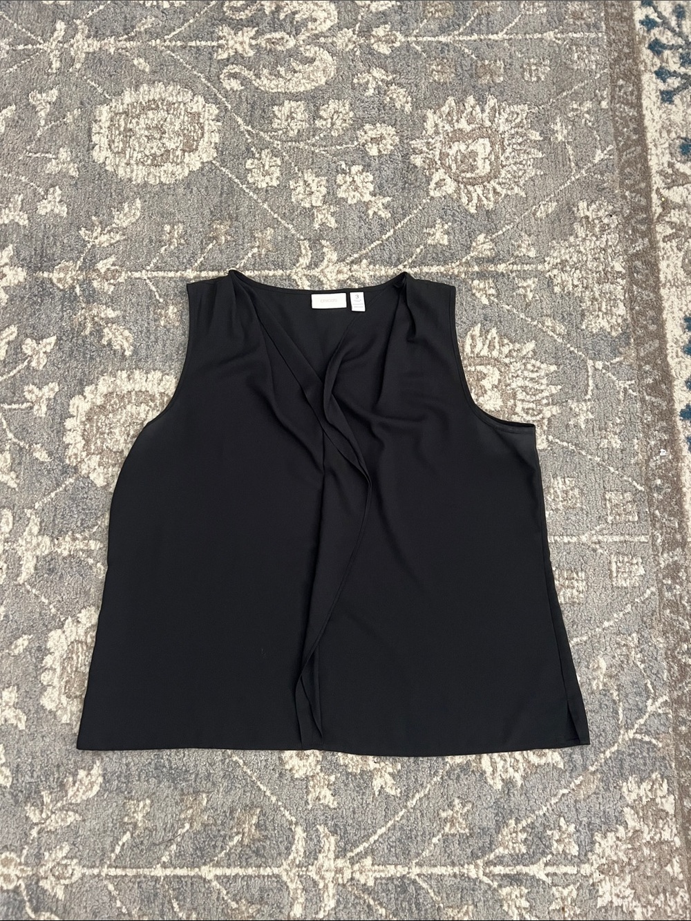 Chico's Black Sleeveless Draped V-Neck Top